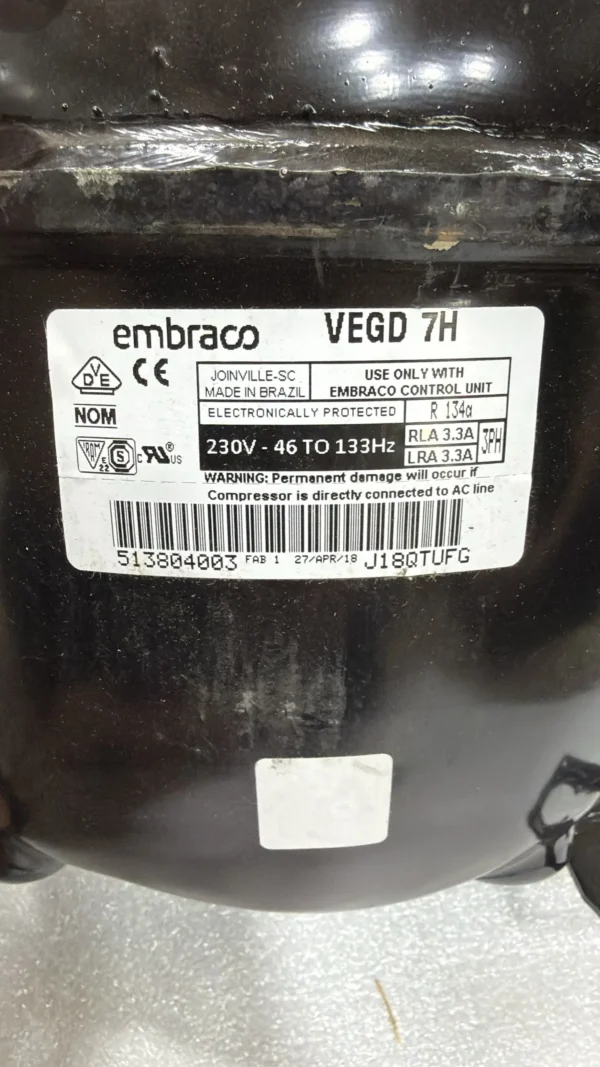 IMG-20260922-WA0151 (1) کمپرسور اینورتر امبراکو Embraco VEGD 7H | R134a - تصویر 1